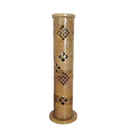 Vintage Marble Incense Holder With Removable Lid & Intricate Cutout Design 10" - Picture 3 of 6